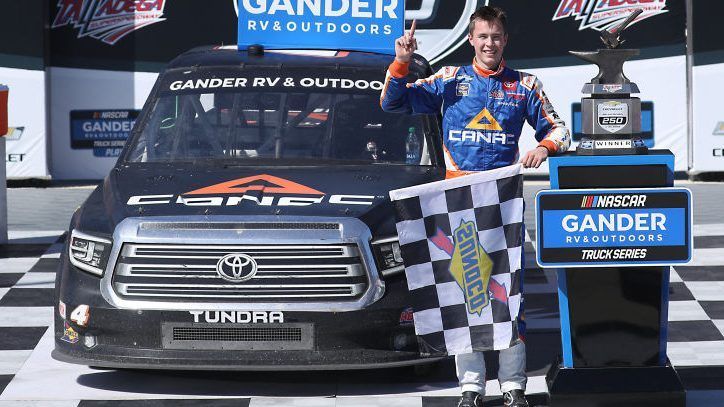 Raphael Lessard emerges top in a wild truck race at Talladega