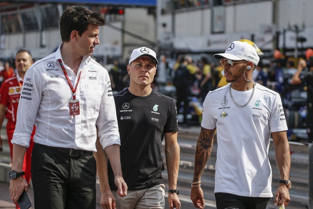 Wolff caught on camera cutting off Bottas during Mercedes celebrations in Bahrain