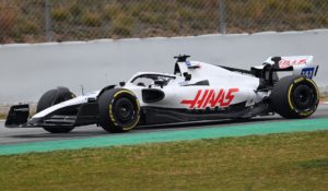 Haas run their cars with an all white livery after dropping Russian sponsor