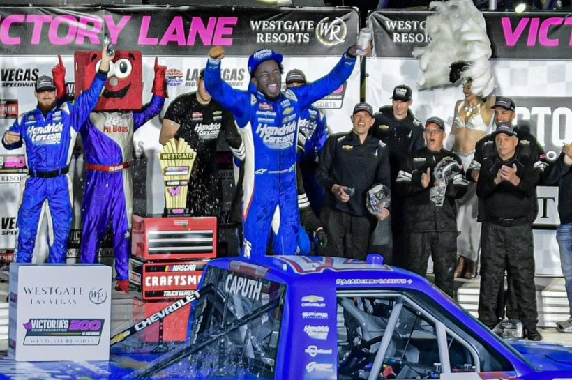 Rajah Caruth congratulated by Bubba Wallace after historic victory in Las Vegas