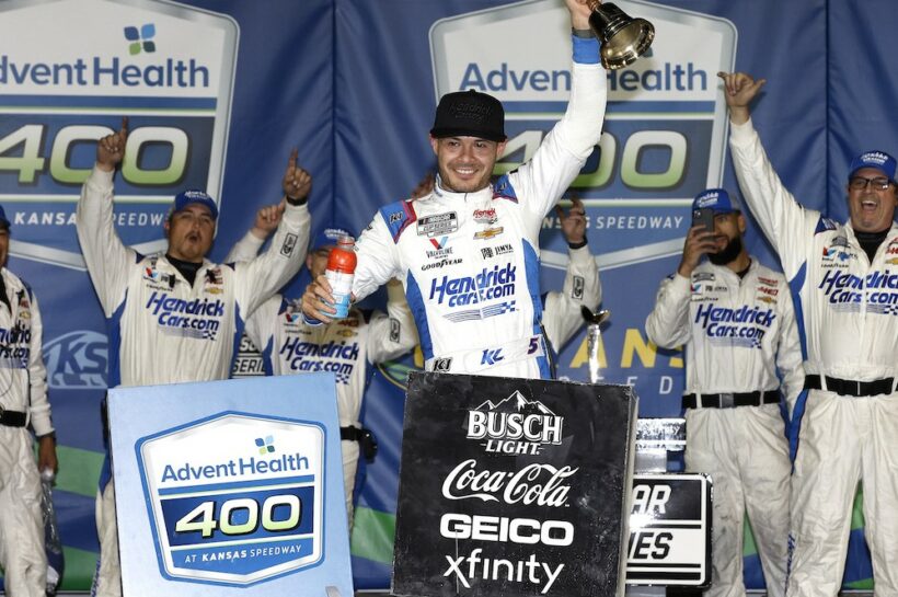 Kyle Larson pips Chris Buescher in closest finish in NASCAR history at Kansas