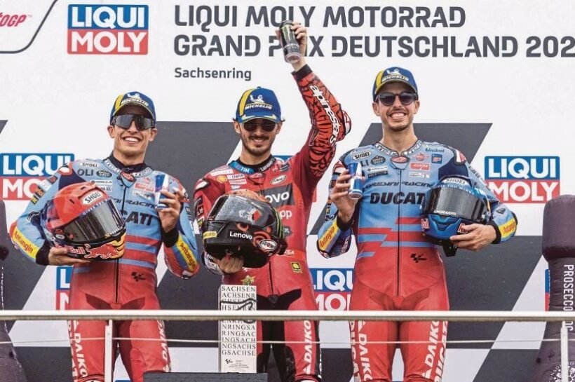 Francesco Bagnaia wins German MotoGP as Martin suffers late crash