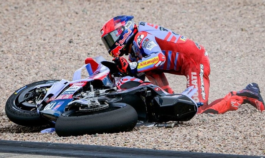 Marc Marquez sustains injury and bruising after German MotoGP practice crash