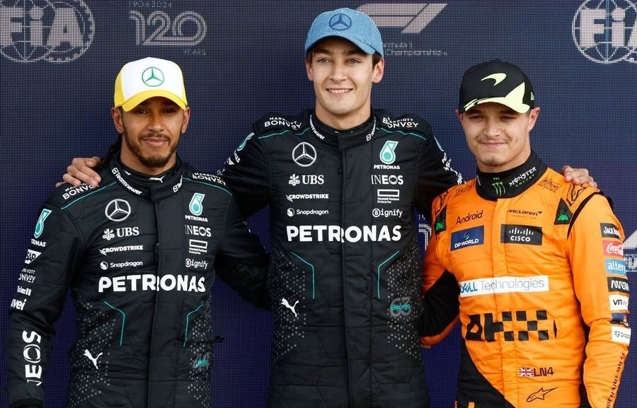 Russell overpowers Hamilton and Norris to claim pole for British Grand Prix