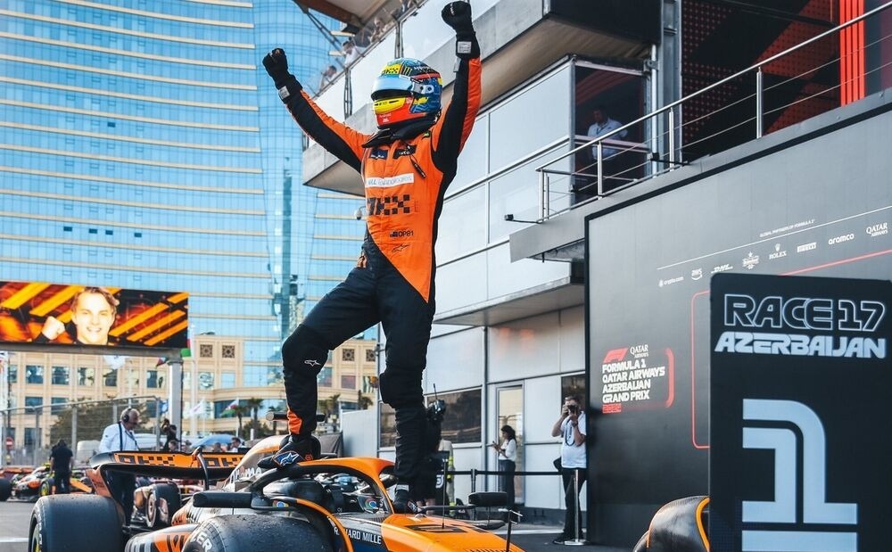 Oscar Piastri wins 2024 Azerbaijan Grand Prix as Perez and Sainz crash