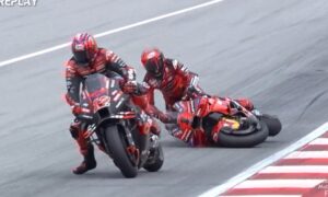 Watch: Bizzare FP1 crash involving Bagnaia and Vinales - Solidarity Barcelona MotoGP