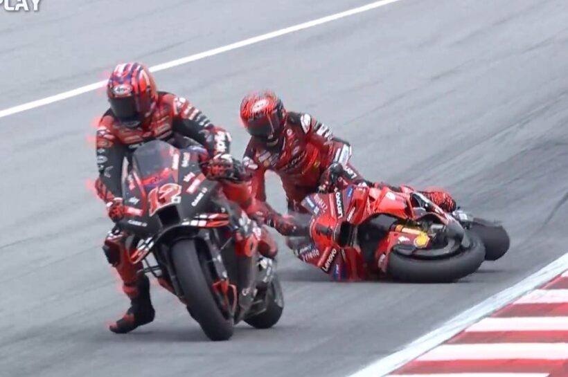 Watch: Bizzare FP1 crash involving Bagnaia and Vinales - Solidarity Barcelona MotoGP