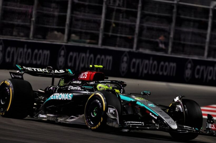 Lewis Hamilton maintains perfect form to top second practice for Las Vegas GP