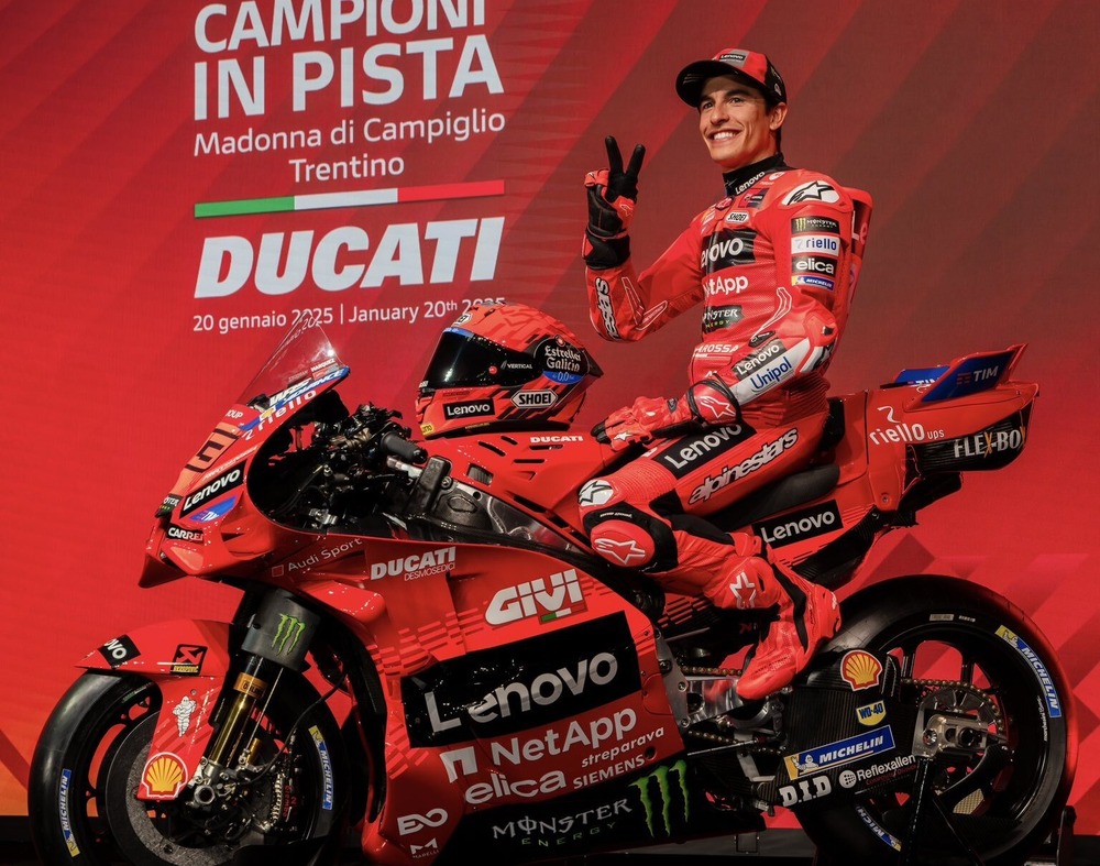 Marc Marquez aims for 2025 MotoGP title as Factory Ducati officially unveils his new bike