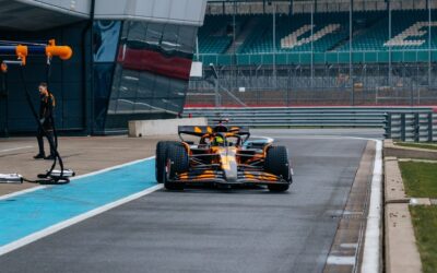 McLaren's 2025 F1 car MCL39 track debut Silverstone.